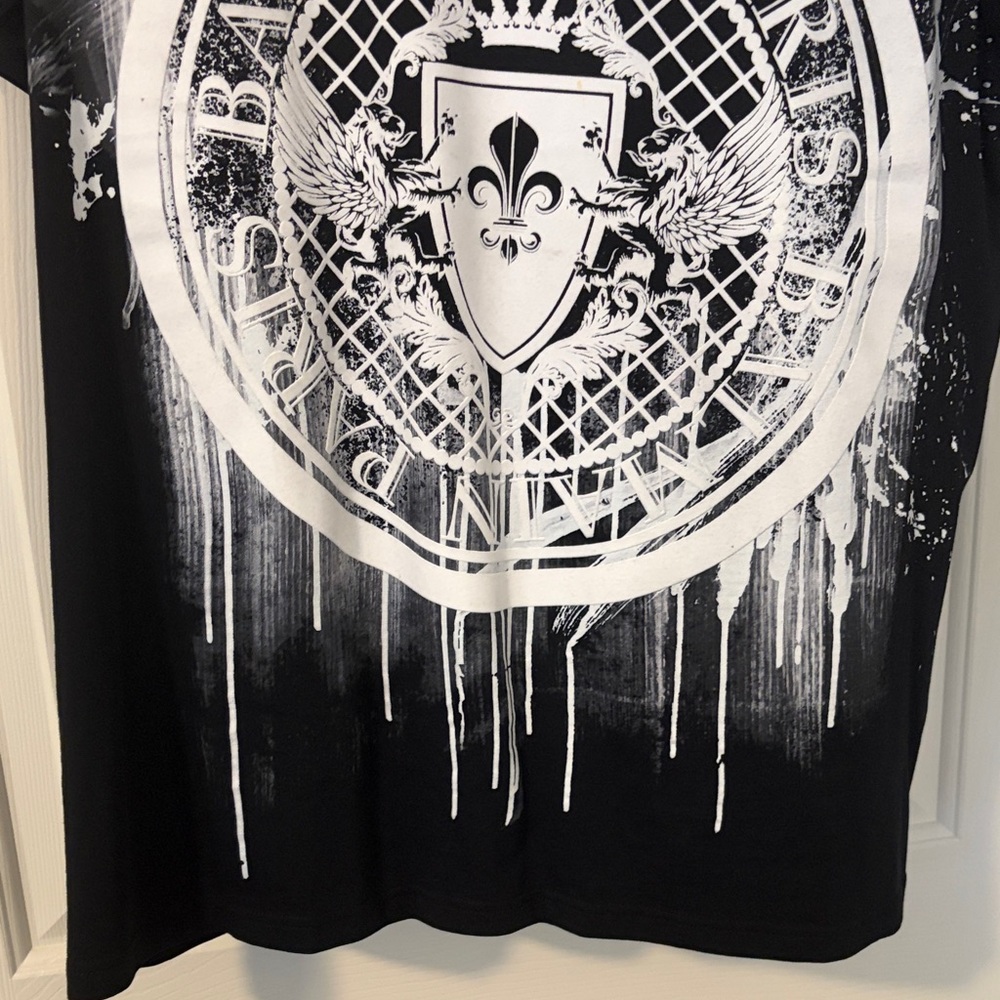 Balmain Black and White Graffiti Crest T-Shirt - Picture 4 of 9